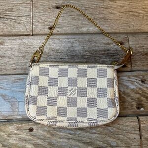 Louis Vuitton Beige and Brown Checkered Clutch